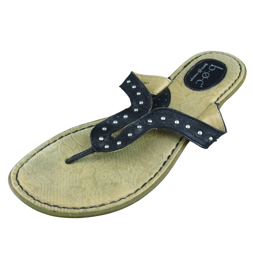 Born Concept  Women‎ T-Strap Sandal Shoes Black Leather Size 10 Medium